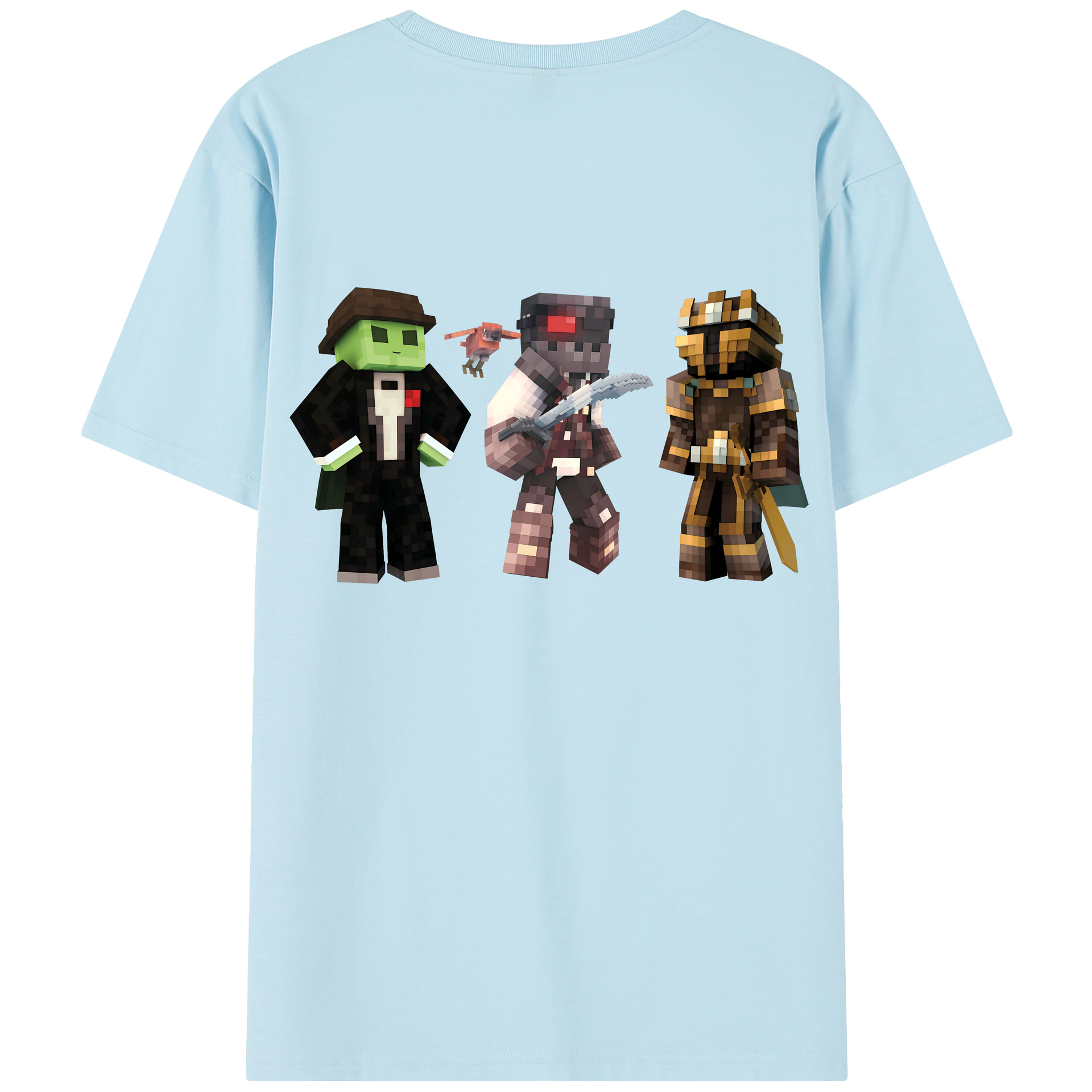 （画像用） マインクラフト ブロックの世界 Minecraft MC Block world 綿100％半袖Tシャツ（背面プリント）